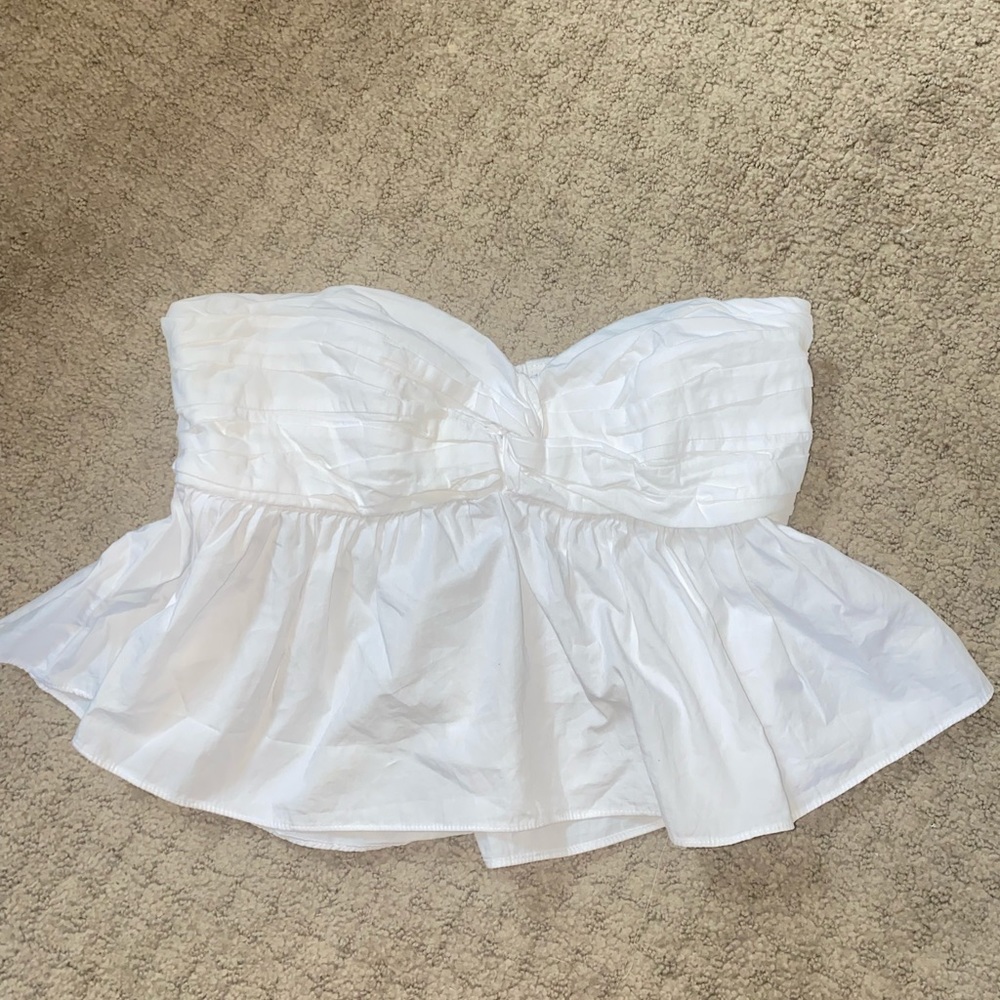 White strapless Zara top with zipper on side!